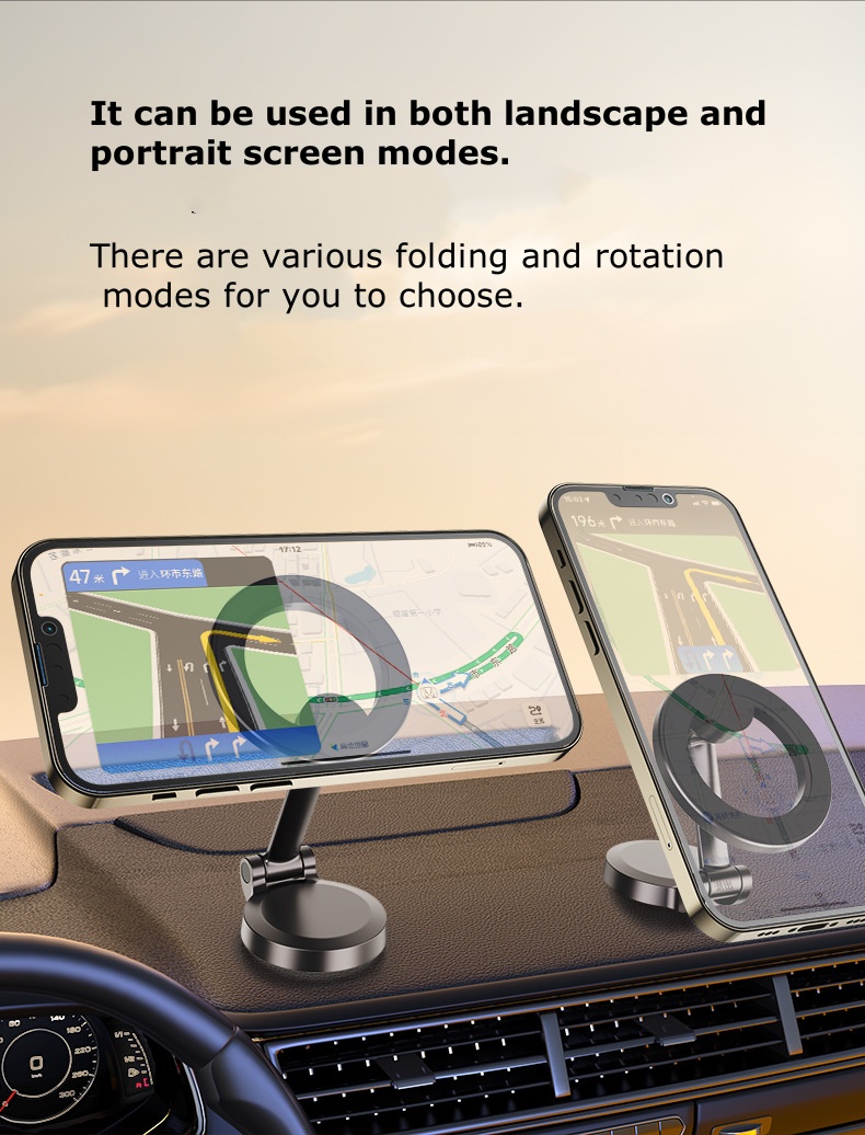 Foldable Magnetic Car Phone Holder - Anti-Shake Suction Cup Mount for Universal GPS Navigation F122
