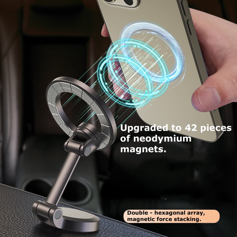 Foldable Magnetic Car Phone Holder - Anti-Shake Suction Cup Mount for Universal GPS Navigation F122