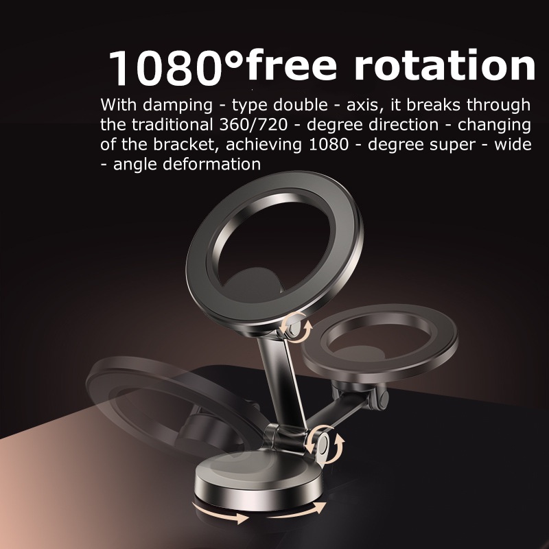 Foldable Magnetic Car Phone Holder - Anti-Shake Suction Cup Mount for Universal GPS Navigation F122