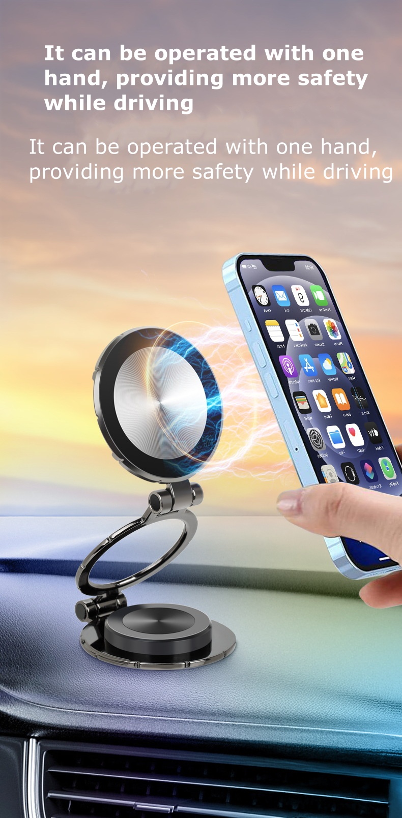 Universal Magnetic Dashboard Car Phone Holder Strong Adhesive Mount for Car Interior Use C38