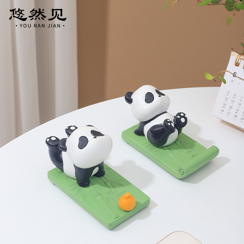 Cute Panda-Themed Yoga Resin Ornaments – Multifunctional Phone and Tablet Stands G4A2E0