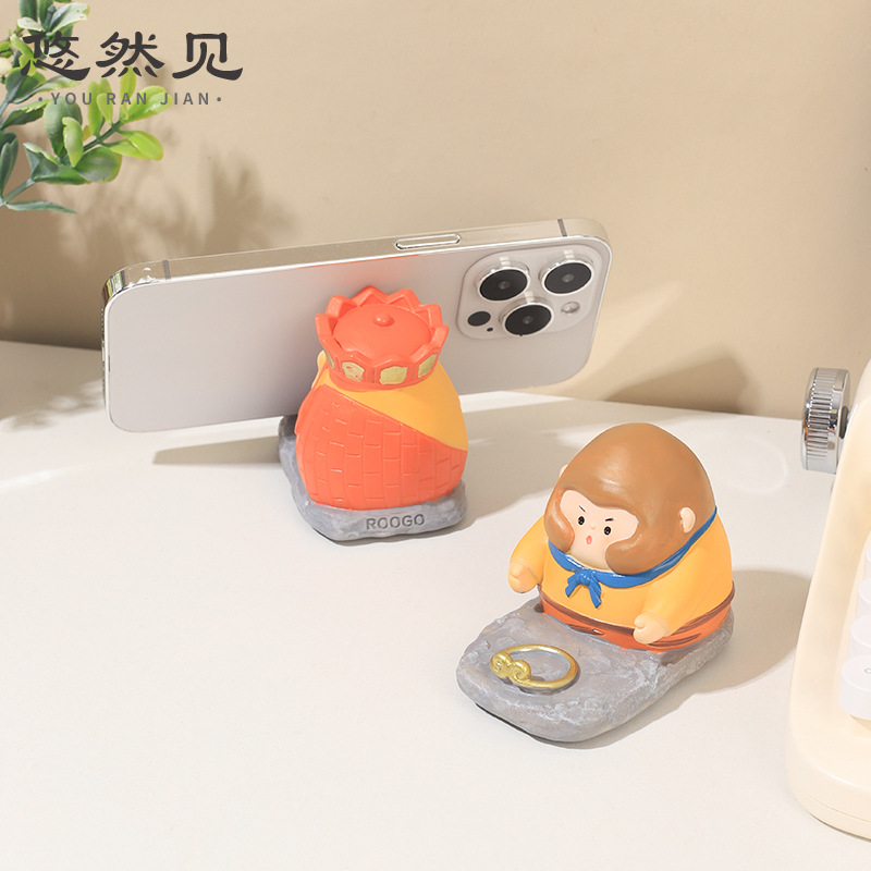 Chinese Mythology Monkey King Resin Phone Holder – Creative Journey to the West-Inspired Stand