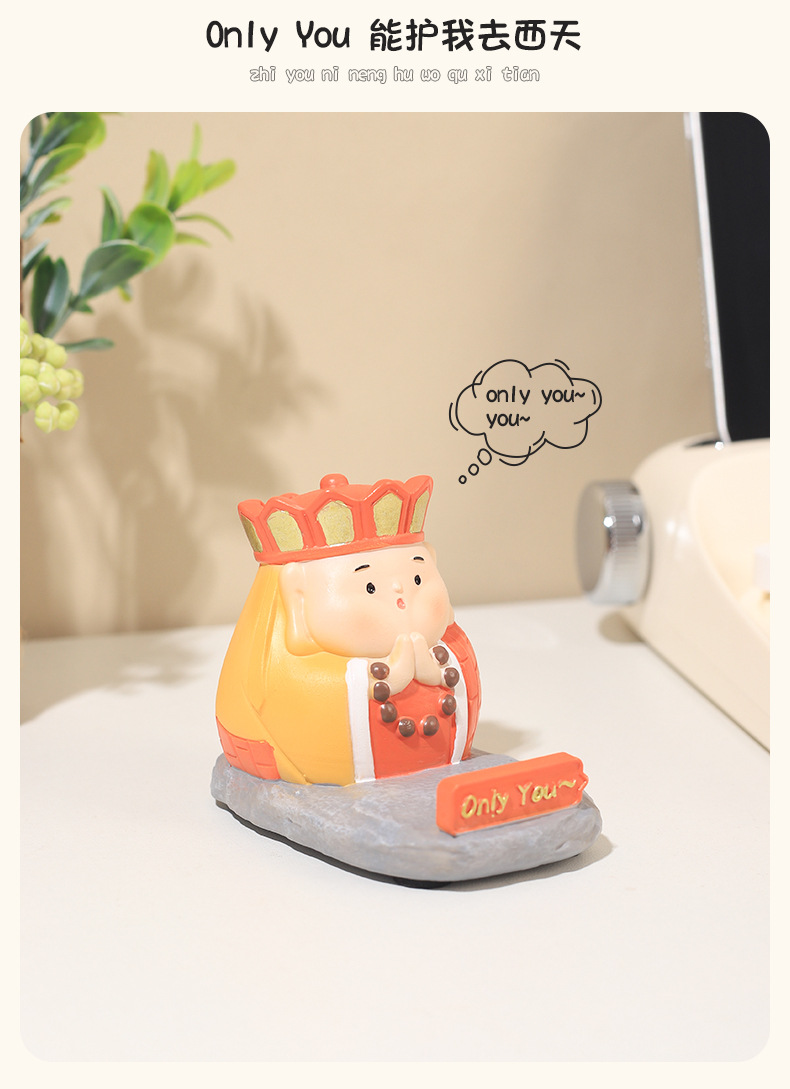 Chinese Mythology Monkey King Resin Phone Holder – Creative Journey to the West-Inspired Stand