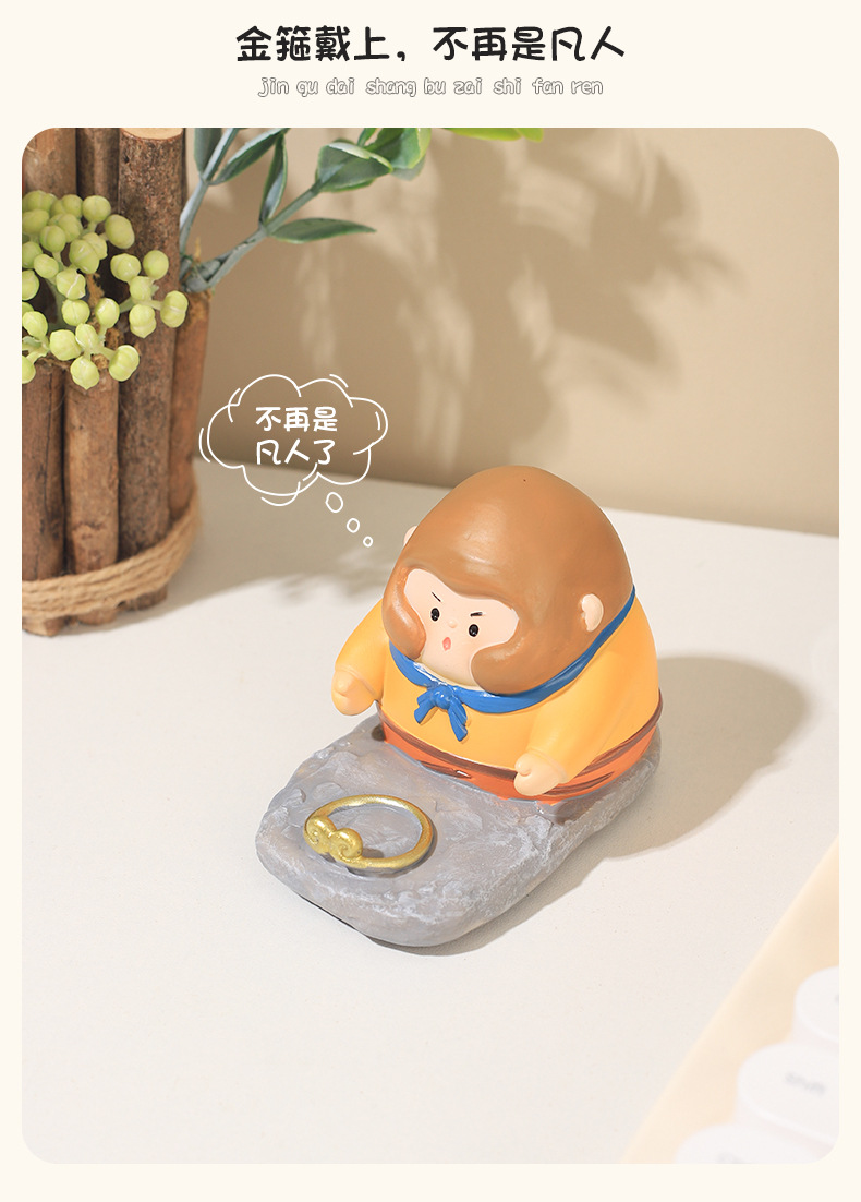 Chinese Mythology Monkey King Resin Phone Holder – Creative Journey to the West-Inspired Stand