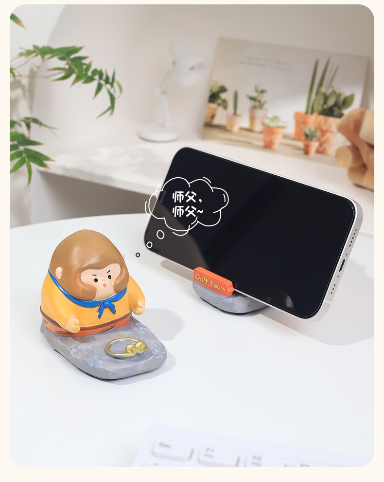 Chinese Mythology Monkey King Resin Phone Holder – Creative Journey to the West-Inspired Stand