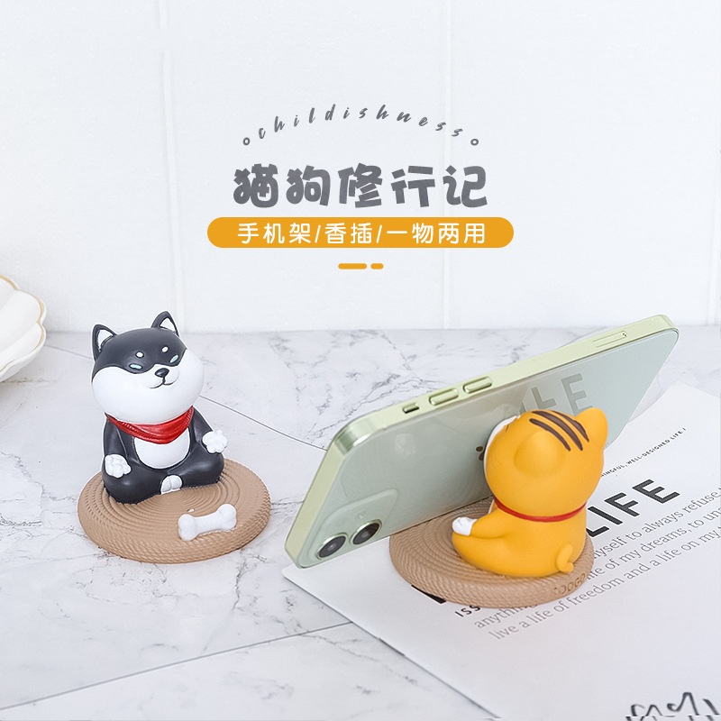 Creative Gift Cartoon Animal Cat and Dog Resin Phone Holder