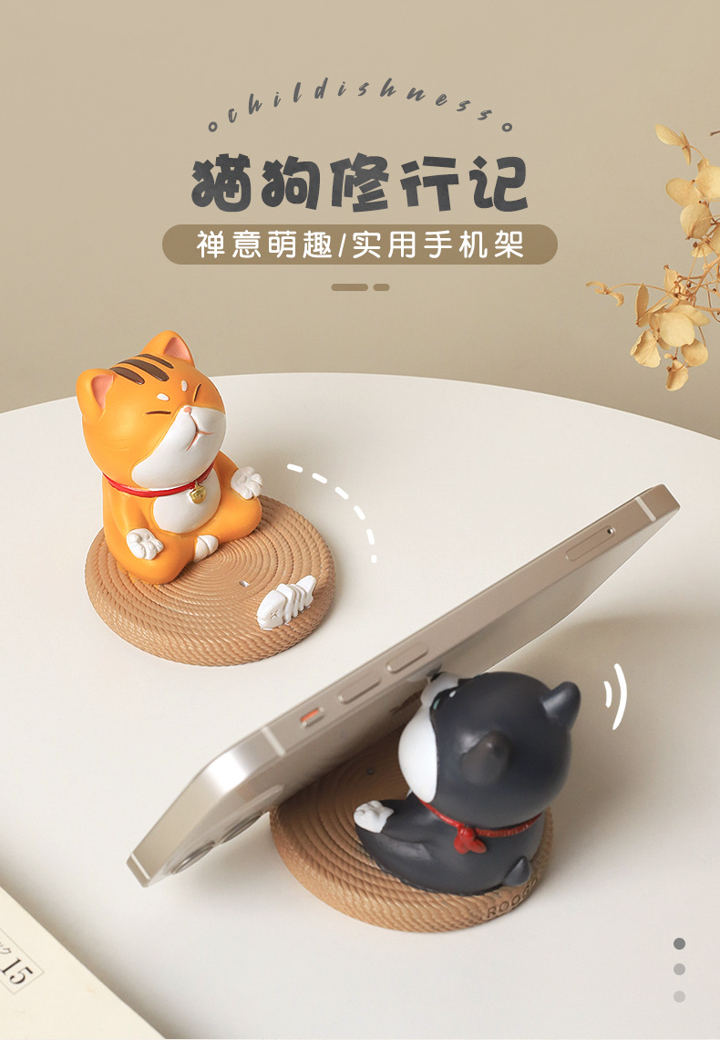 Creative Gift Cartoon Animal Cat and Dog Resin Phone Holder