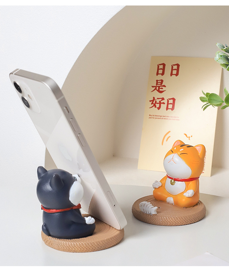 Creative Gift Cartoon Animal Cat and Dog Resin Phone Holder