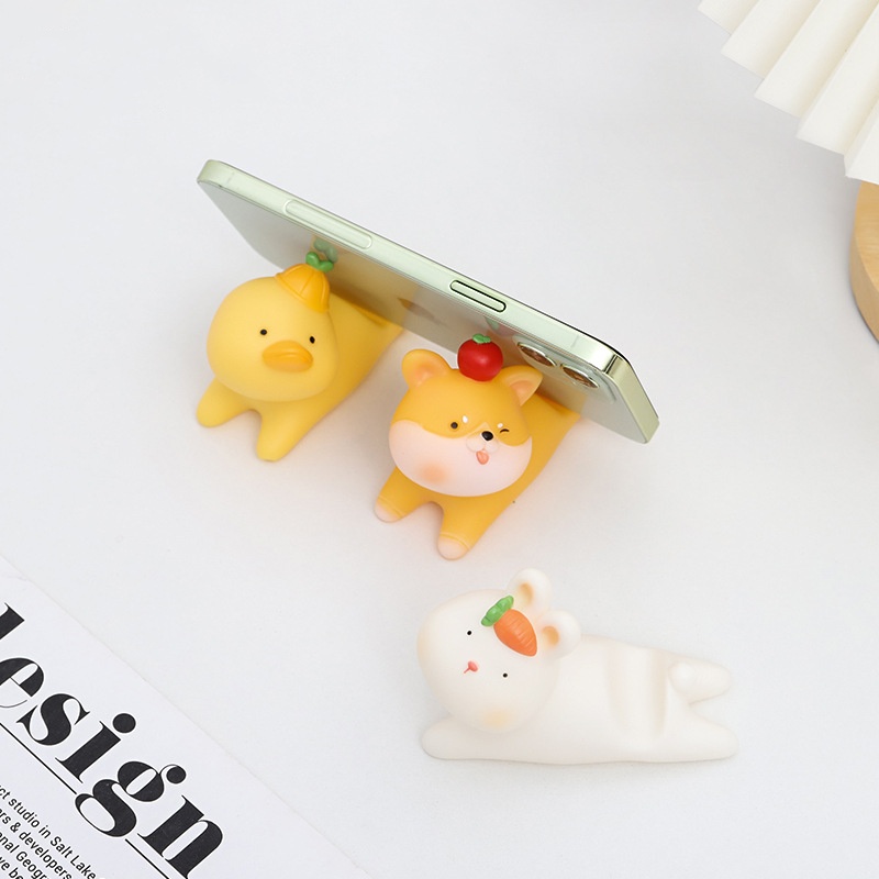 Cartoon Animal PVC Soft Vinyl Phone Holder – Bedroom Desktop Decorative Ornament
