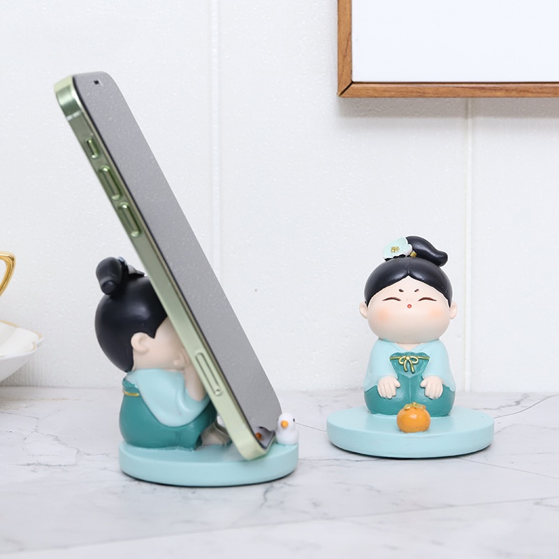 Chinese Ancient Beauty Desktop Ornament - Cartoon Resin Phone Holder Decoration