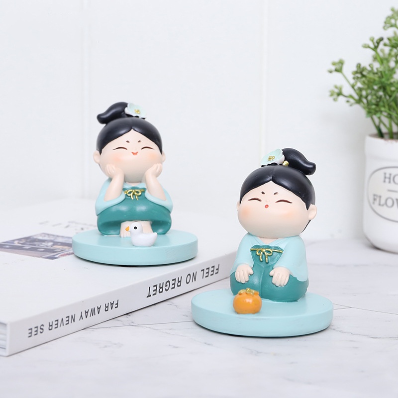 Chinese Ancient Beauty Desktop Ornament - Cartoon Resin Phone Holder Decoration