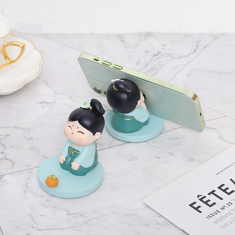 Chinese Ancient Beauty Desktop Ornament - Cartoon Resin Phone Holder Decoration