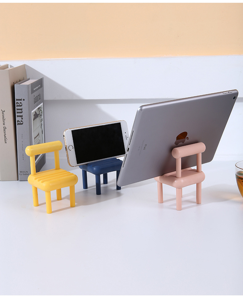 Portable Macaron-Style Chair-Shaped Phone & Tablet Stand - Creative Multi-Color Adjustable Holder