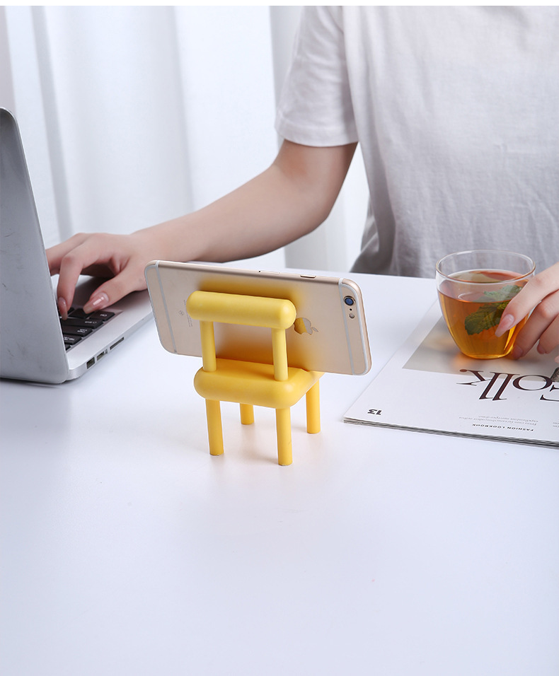 Portable Macaron-Style Chair-Shaped Phone & Tablet Stand - Creative Multi-Color Adjustable Holder