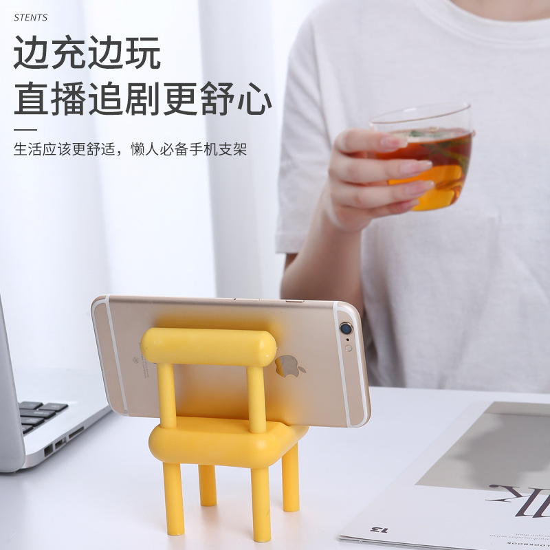 Portable Macaron-Style Chair-Shaped Phone & Tablet Stand - Creative Multi-Color Adjustable Holder