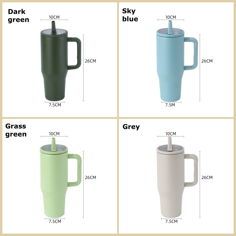 40oz 1200ml Double-Layer Leak-Proof Portable Car Cup with Foldable Straw Lid for Direct Drinking