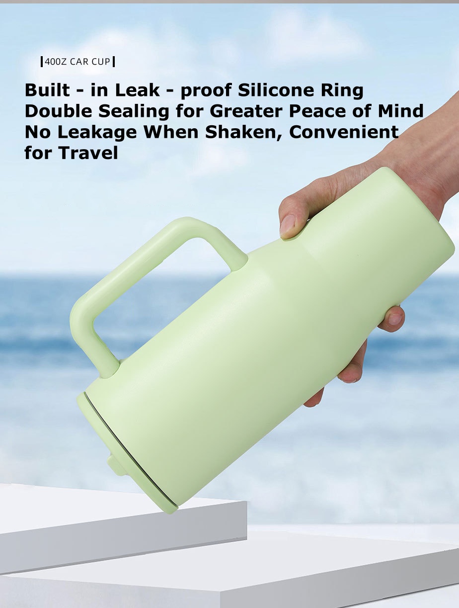 40oz 1200ml Double-Layer Leak-Proof Portable Car Cup with Foldable Straw Lid for Direct Drinking