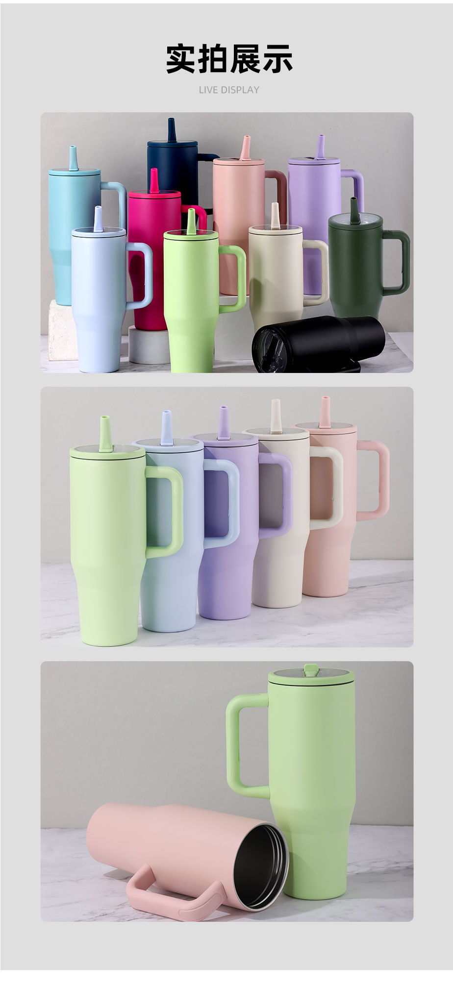 40oz 1200ml Double-Layer Leak-Proof Portable Car Cup with Foldable Straw Lid for Direct Drinking