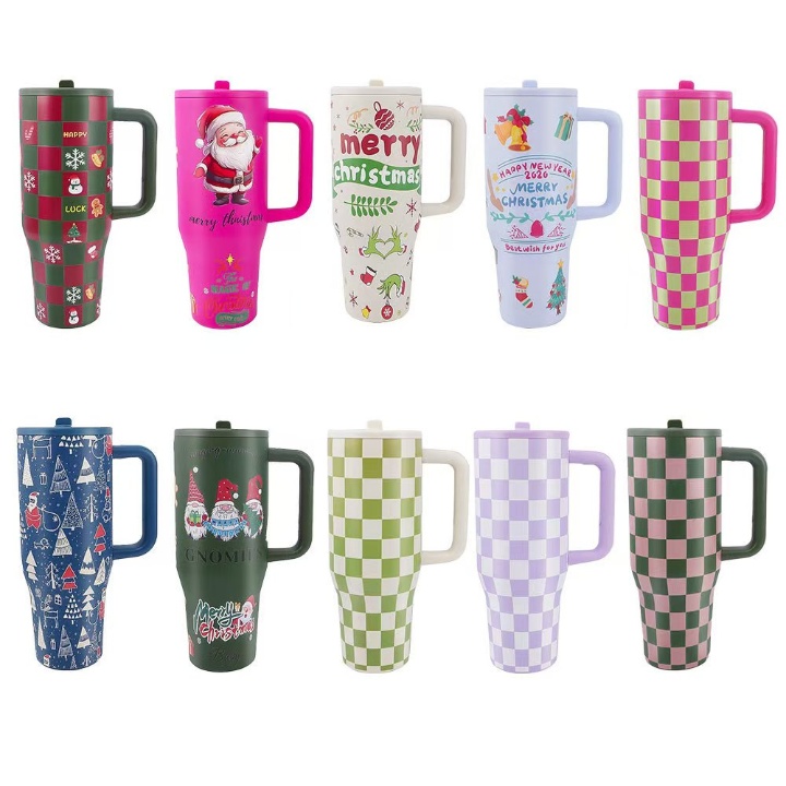 40oz 1200ml Double-Layer Leak-Proof Portable Car Cup with Foldable Straw Lid for Direct Drinking