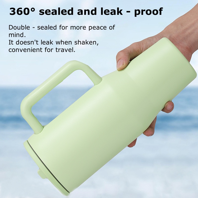 40oz 1200ml Double-Layer Leak-Proof Portable Car Cup with Foldable Straw Lid for Direct Drinking