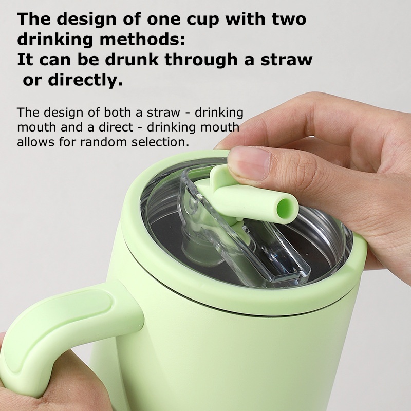 40oz 1200ml Double-Layer Leak-Proof Portable Car Cup with Foldable Straw Lid for Direct Drinking