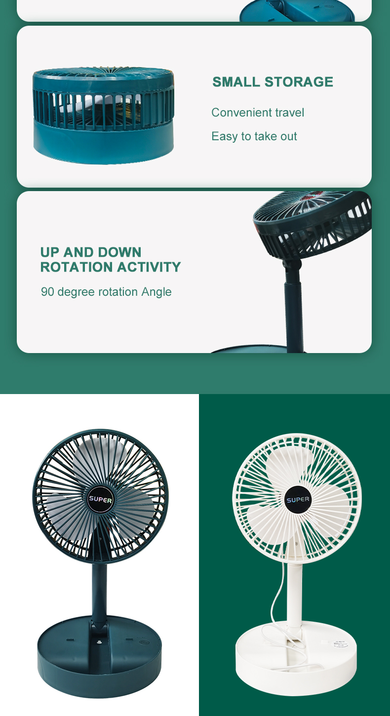 Hot selling Telescopic Fan USB Charging Cooling Portable Desk Camping Mini Table Foldable Fan 002