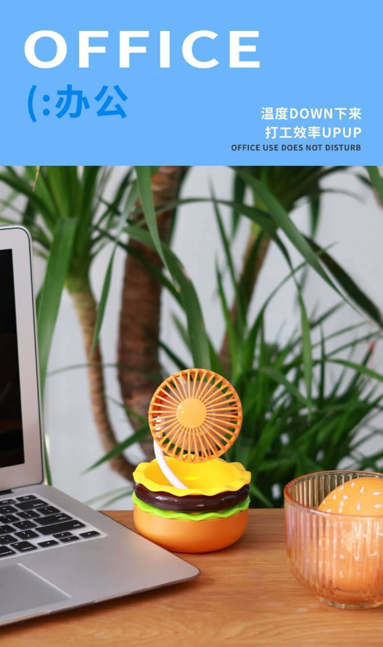 Hamburger Makeup Mirror Fan Cute USB Rechargeable with Storage for Desktop & Handheld Use KD356 Hamburger Makeup Mirror Fan Cute USB Rechargeable with Storage for Desktop & Handheld Use KD356