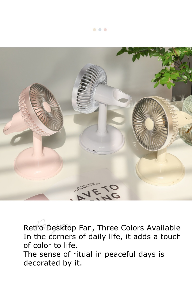 Simple Desktop Charging Fan USB Charging Portable Small Fan Retro Desktop Fan with Battery KD196