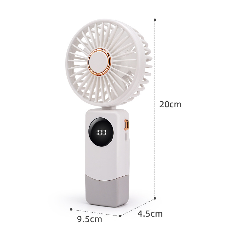 Intelligent display number portable handheld small fan with 5-speed neck-hanging small fan 8827