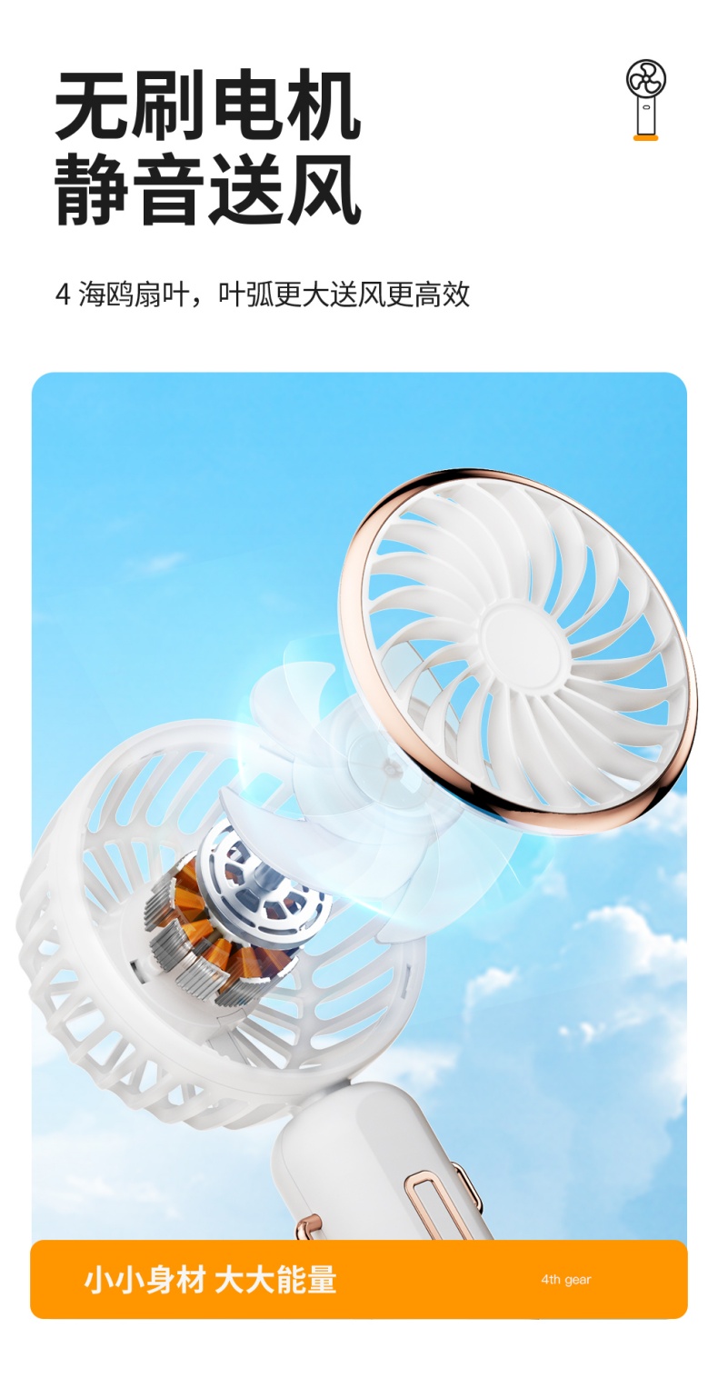 Foldable Handheld Portable Rechargeable Long Battery Life Neck-Hanging Silent Fan with F25