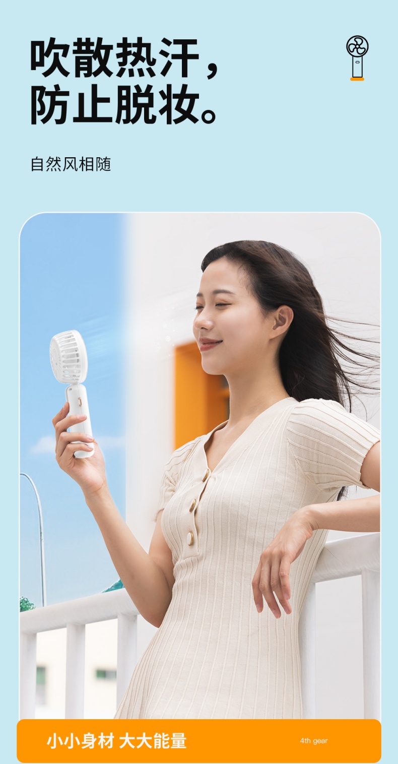 Foldable Handheld Portable Rechargeable Long Battery Life Neck-Hanging Silent Fan with F25