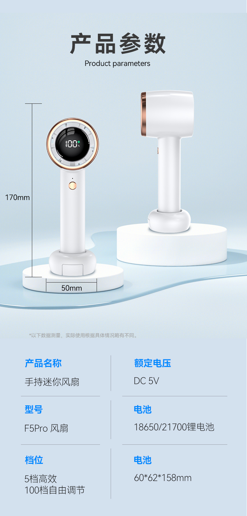  Handheld Rechargeable Long Battery Life Mini Turbo Fan with Digital Display F5