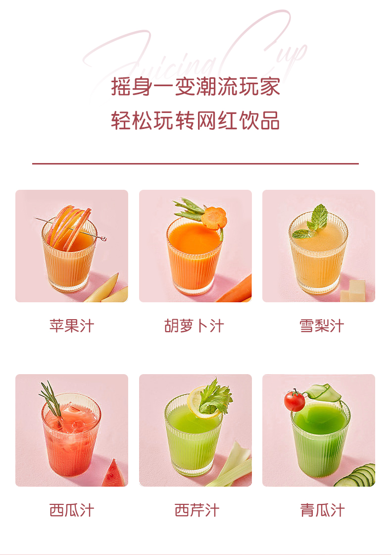 Kitchen White pink Electric Juicer Milkshake Fruit Travel With Long Standby ZJ189 Kitchen White pink Electric Juicer Milkshake Fruit Travel With Long Standby ZJ189