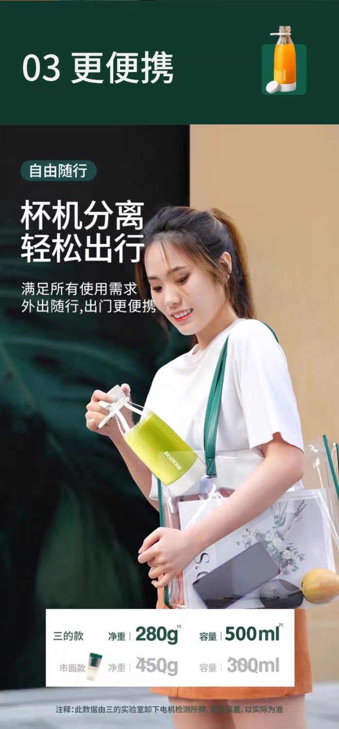 500ml rechargeable portable juicer cup BDL002