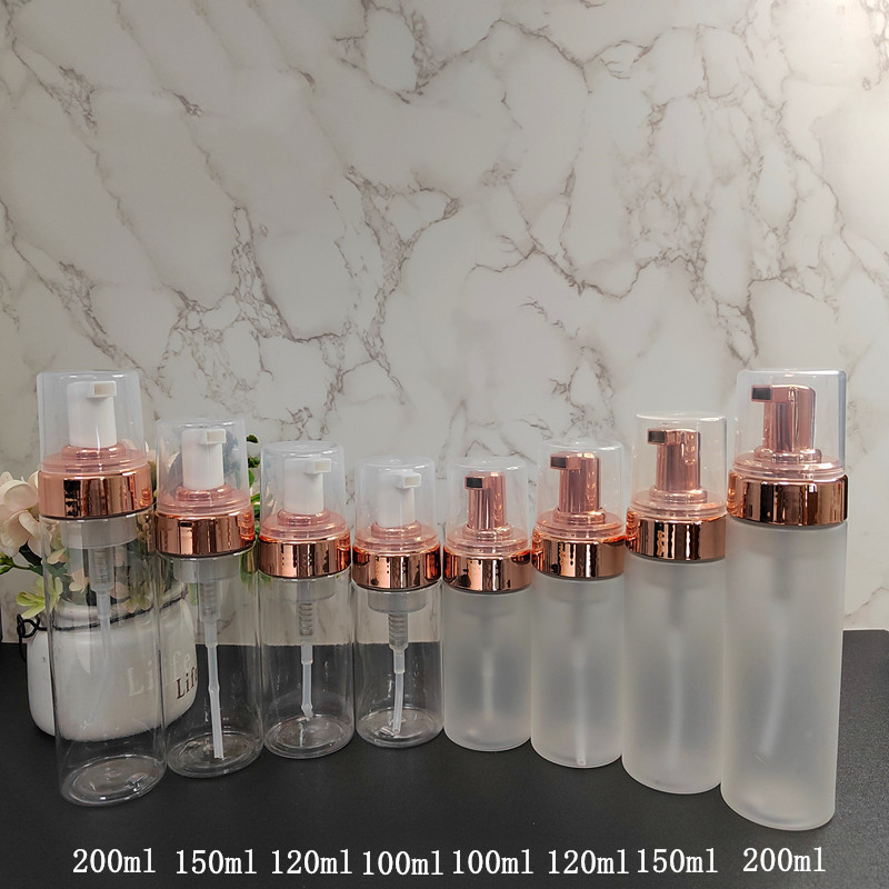 Wholesale Custom 100ml 120ml 150ml 200ml clear Black Pink Facial Cleanser Foam Bottle Bubble Bottle