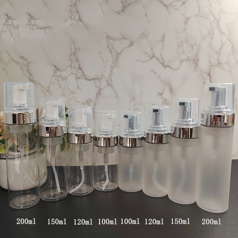 Wholesale Custom 100ml 120ml 150ml 200ml clear Black Pink Facial Cleanser Foam Bottle Bubble Bottle