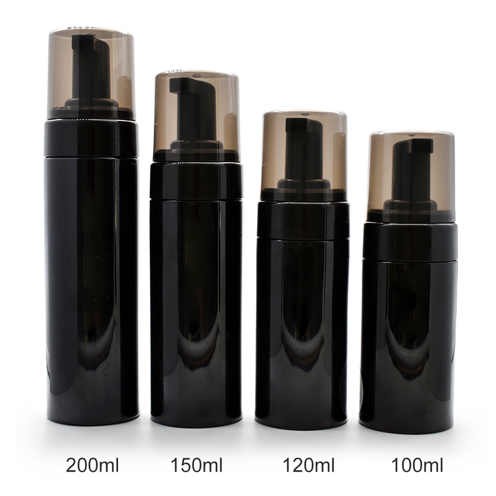 Wholesale Custom 100ml 120ml 150ml 200ml clear Black Pink Facial Cleanser Foam Bottle Bubble Bottle