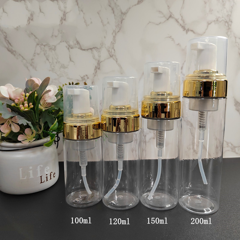 Wholesale Custom 100ml 120ml 150ml 200ml clear Black Pink Facial Cleanser Foam Bottle Bubble Bottle