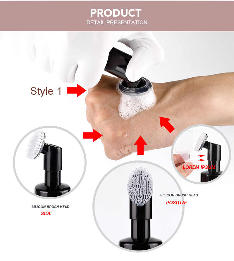 30ml 60ml Foam Bottle Facial Cleansing Mousse foaming dispensing bottle with silicone brush head