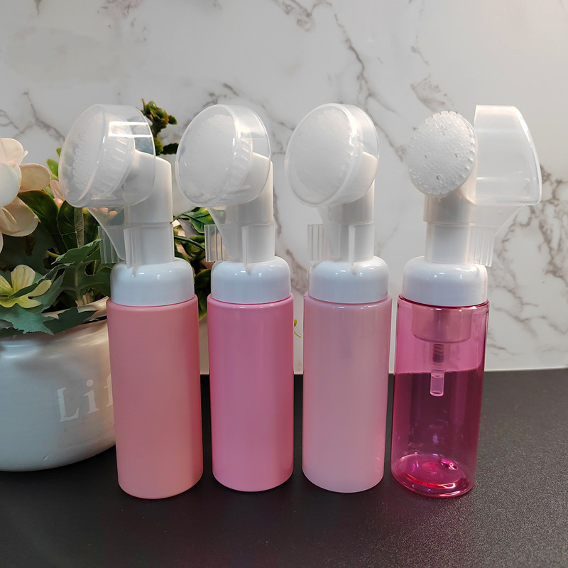 30ml 60ml Foam Bottle Facial Cleansing Mousse foaming dispensing bottle with silicone brush head