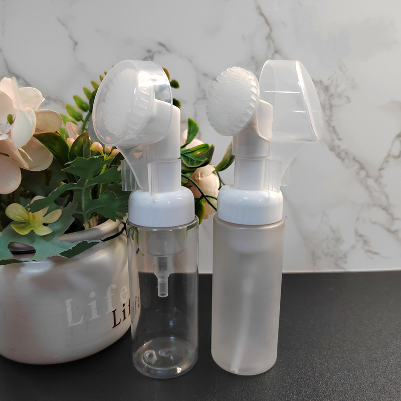 30ml 60ml Foam Bottle Facial Cleansing Mousse foaming dispensing bottle with silicone brush head