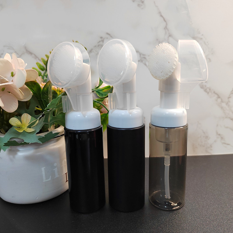 30ml 60ml Foam Bottle Facial Cleansing Mousse foaming dispensing bottle with silicone brush head
