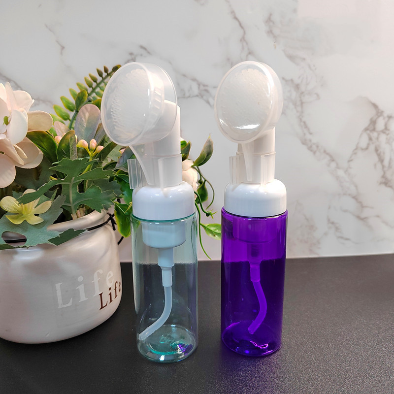 30ml 60ml Foam Bottle Facial Cleansing Mousse foaming dispensing bottle with silicone brush head