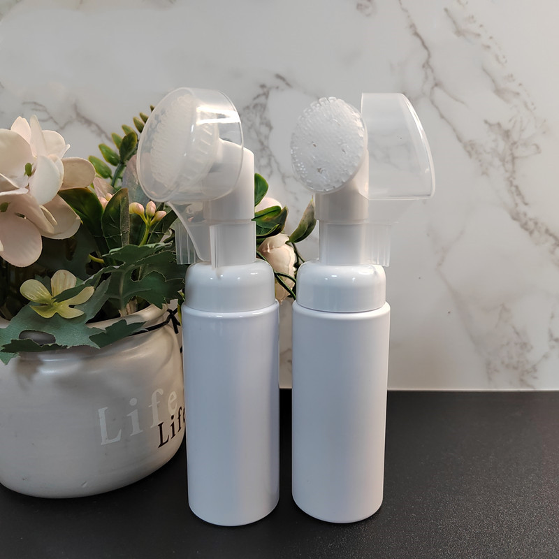 30ml 60ml Foam Bottle Facial Cleansing Mousse foaming dispensing bottle with silicone brush head