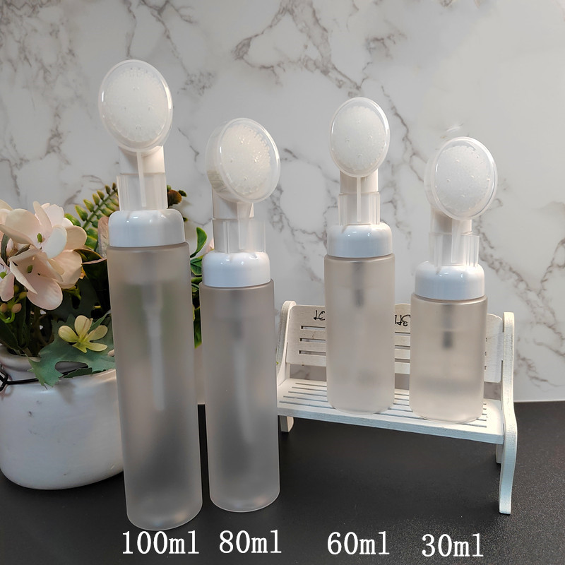 30ml 60ml Foam Bottle Facial Cleansing Mousse foaming dispensing bottle with silicone brush head