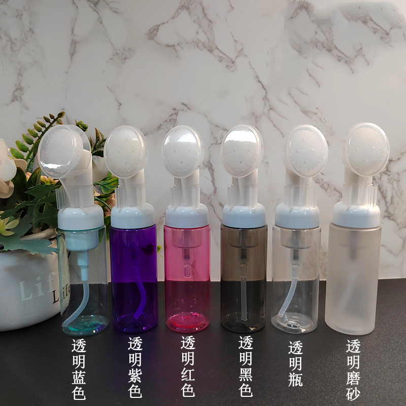30ml 60ml Foam Bottle Facial Cleansing Mousse foaming dispensing bottle with silicone brush head