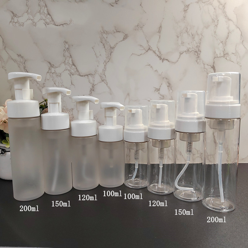60ml white pet foam bottle with gold silver pump cap
