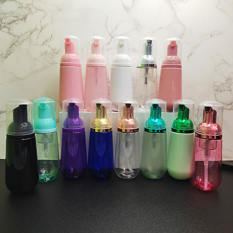 wholesale clear white black 60ml U shape pet foam bottles 