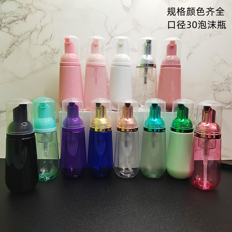 wholesale clear white black 60ml U shape pet foam bottles 