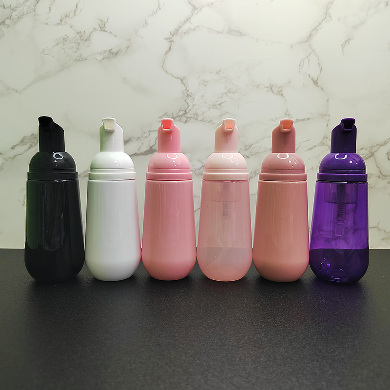 wholesale clear white black 60ml U shape pet foam bottles 
